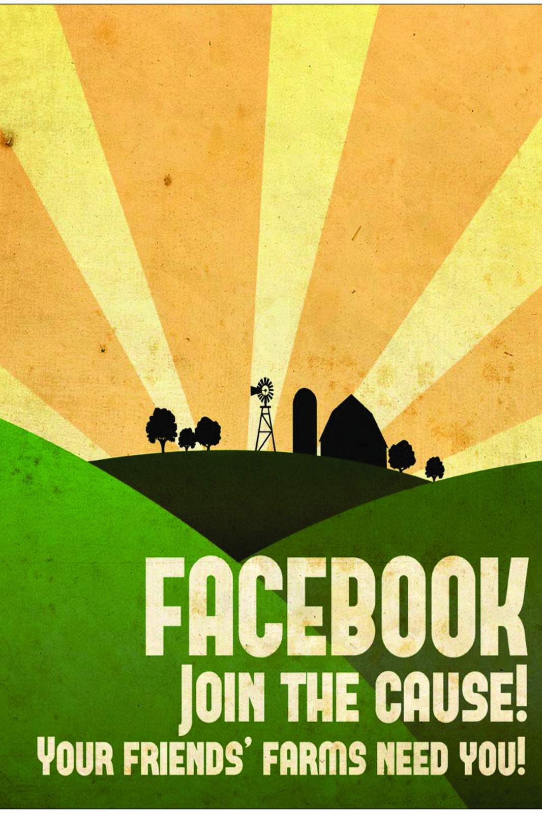 Farm Village Retro Sunset Wall Art