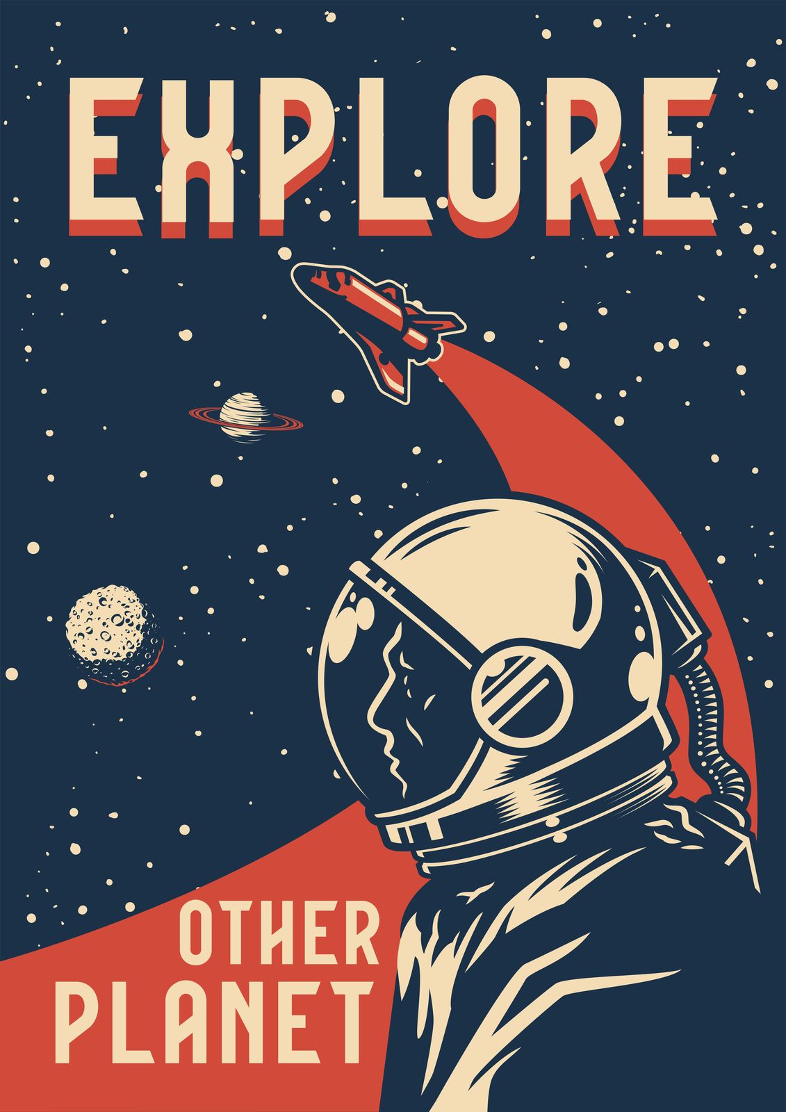 Retro Space Exploration Astronaut Wall Art