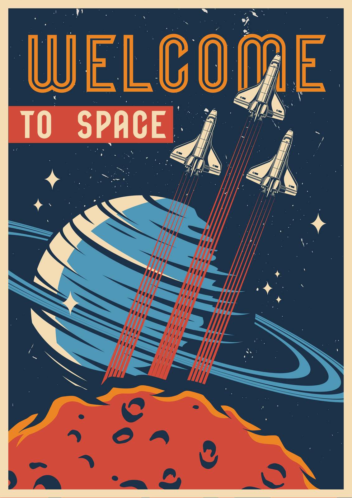 Retro Space Travel Wall Art