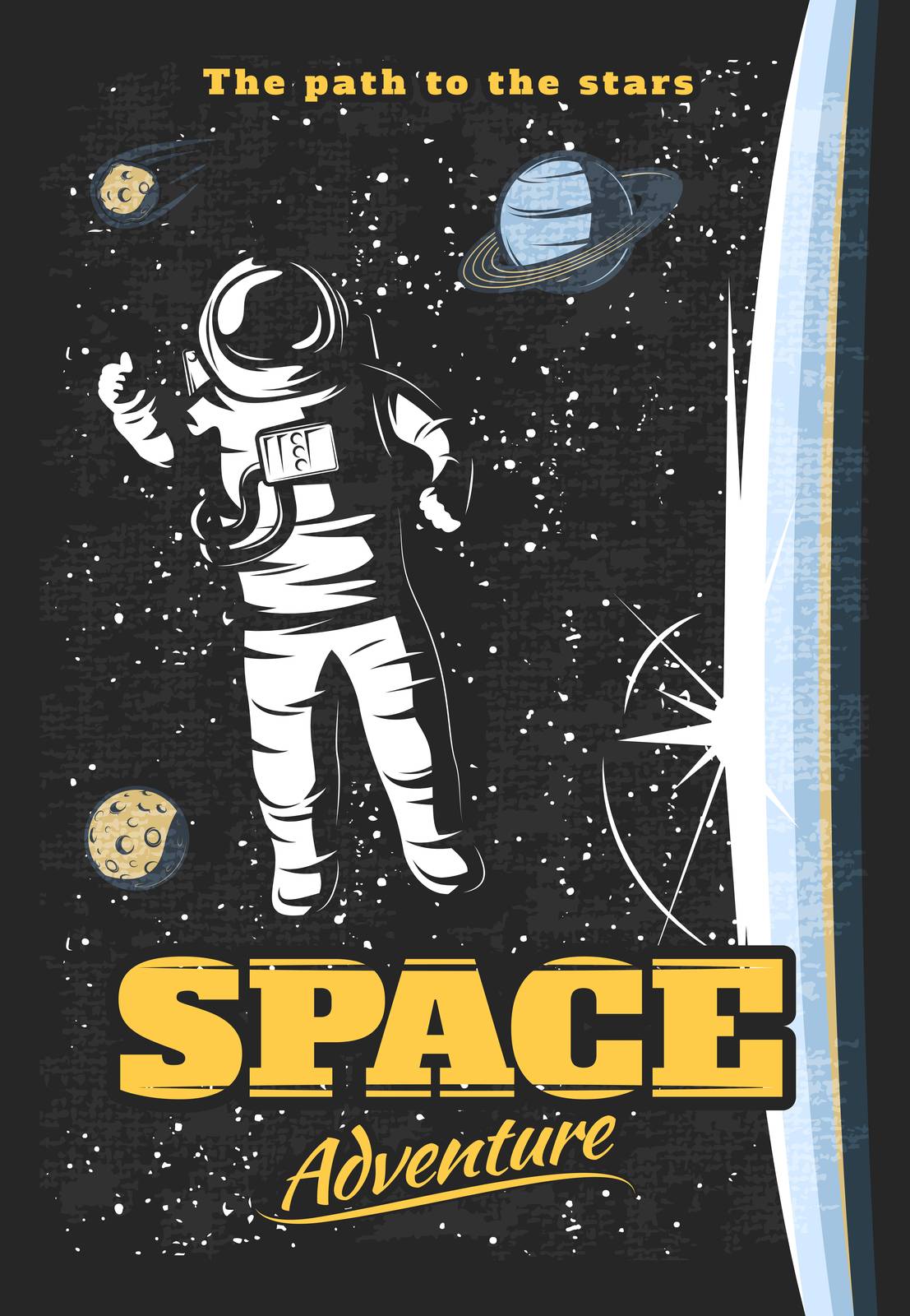 Retro Astronaut Space Adventure Wall Art