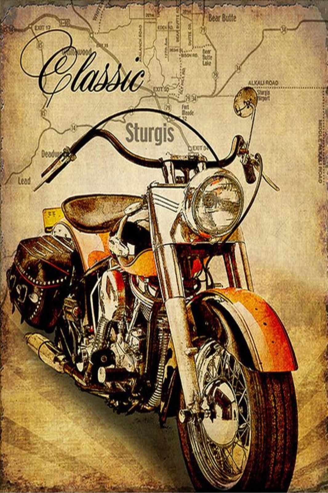 Vintage Sturgis Motorcycle Road Trip Wall Art
