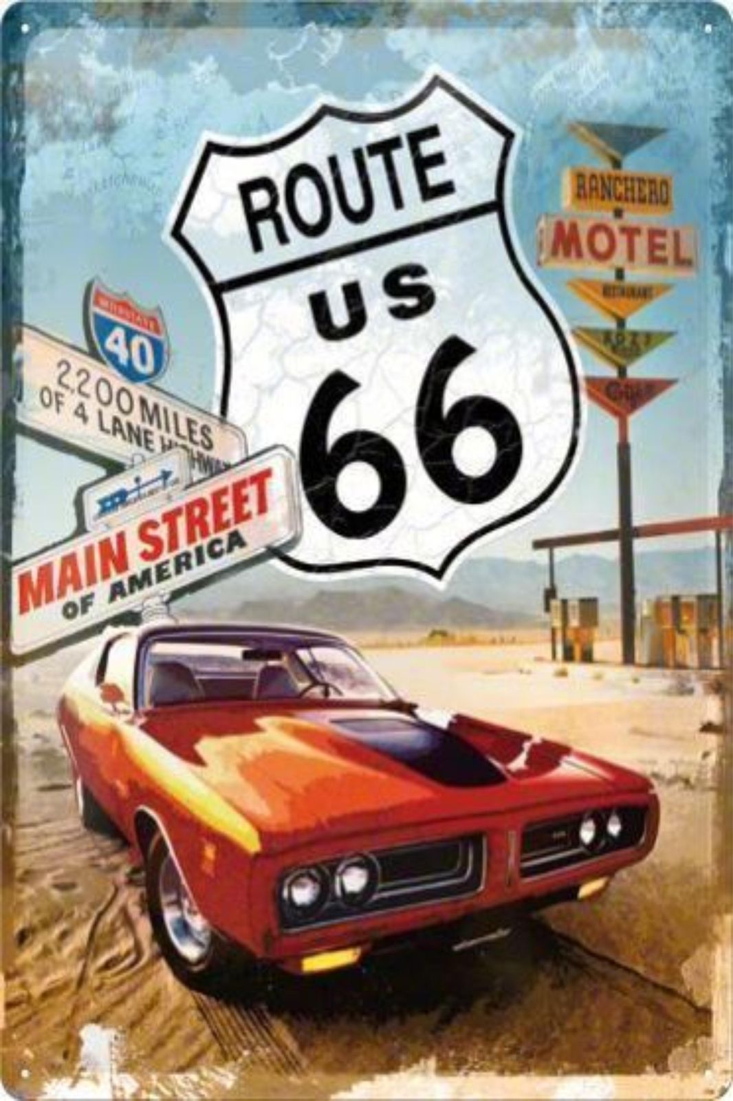 Route 66 Classic Car Wall Art