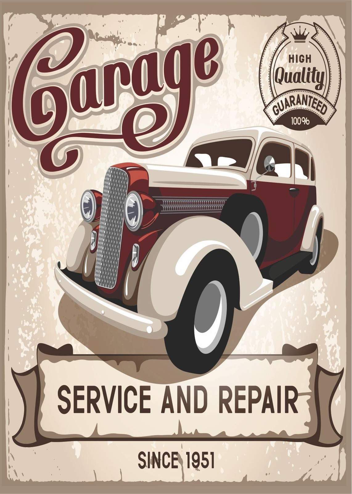 Vintage Garage Service & Repair Wall Art