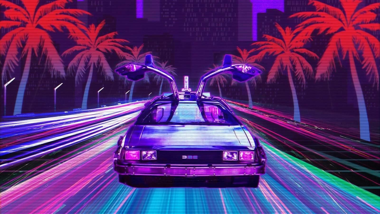 Retro DeLorean Night Drive Wall Art