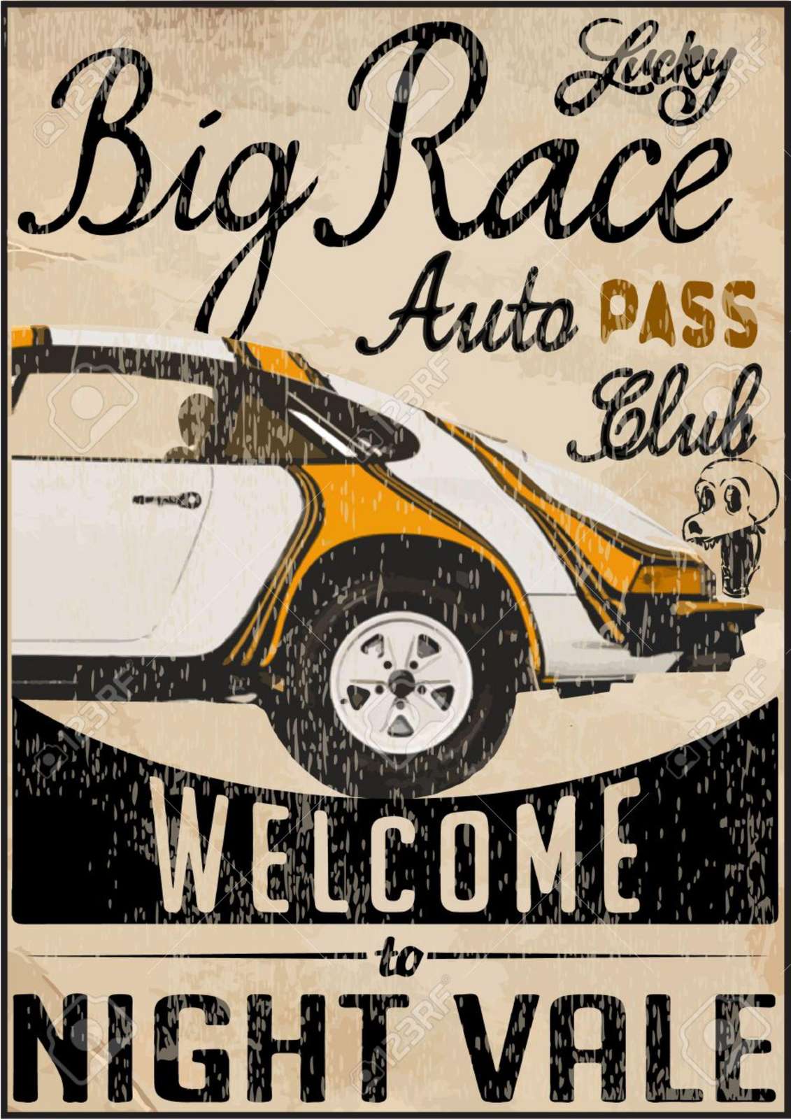 Vintage Car Race "Nightvale" Wall Art