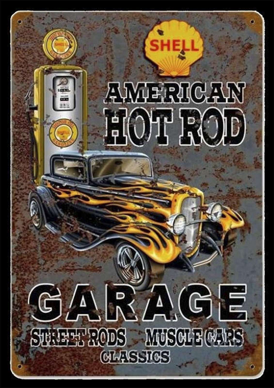 Vintage American Hot Rod Garage Metal Wall Art