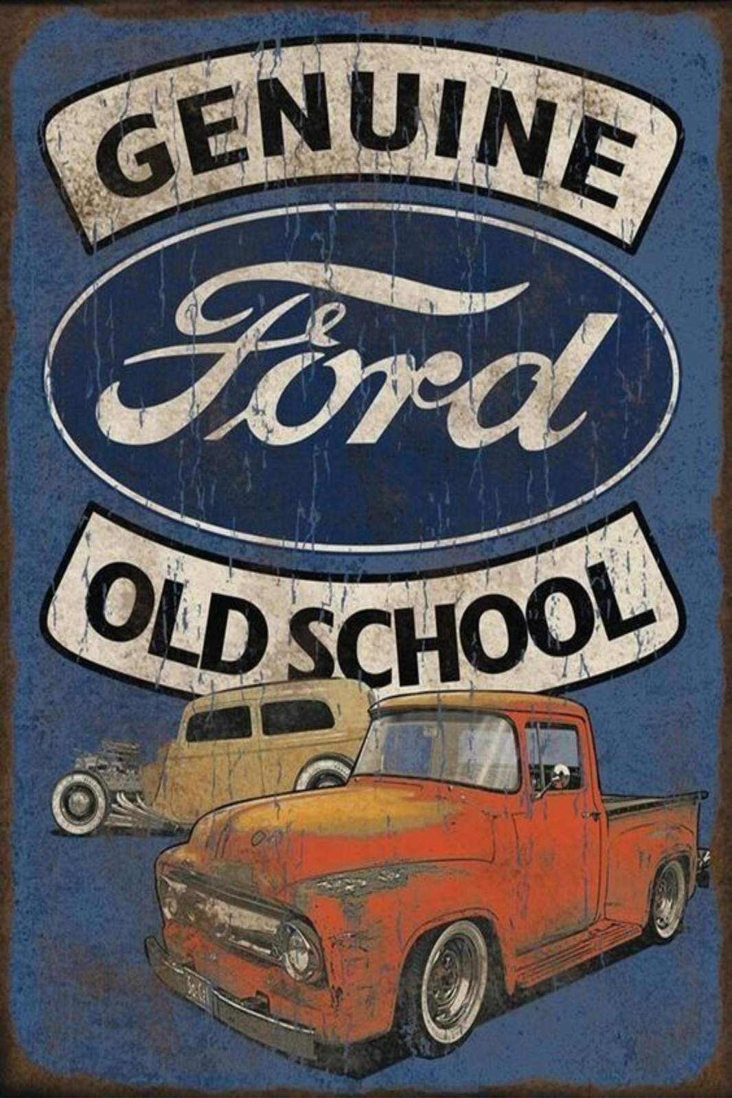 Vintage Ford Trucks "Old School" Wall Art