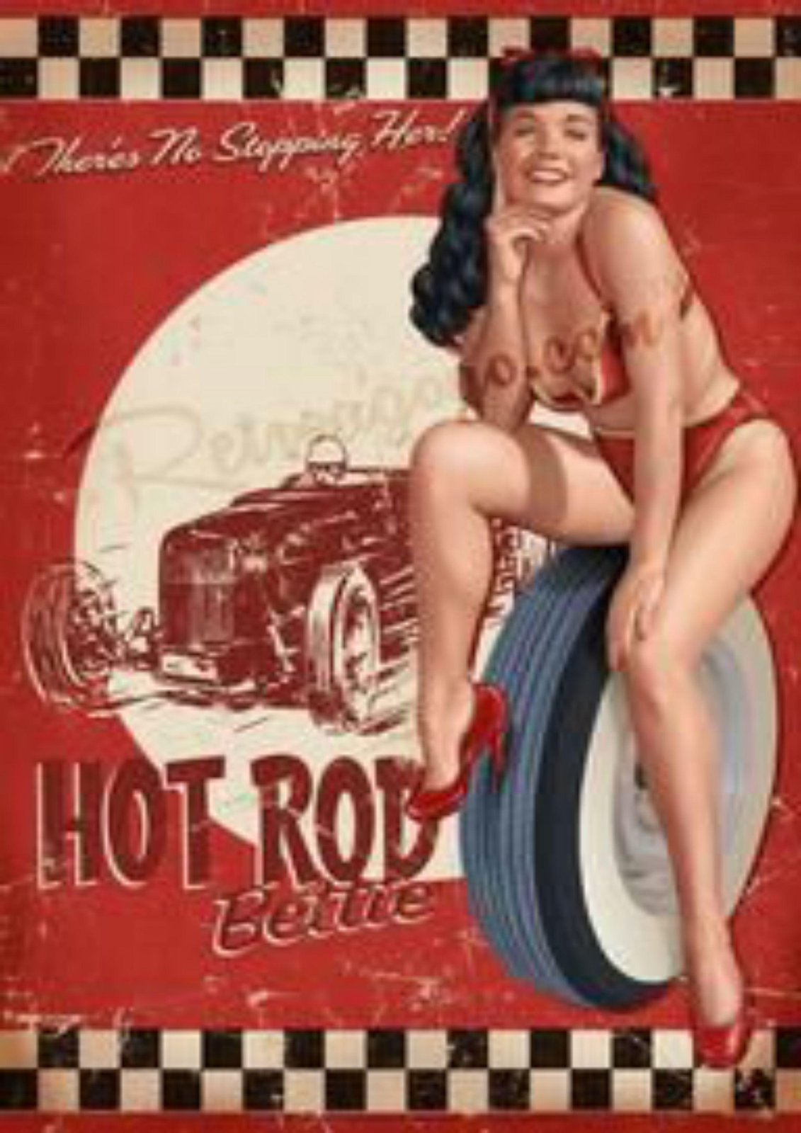 Retro Hot Rod Pin-Up Girl Wall Art