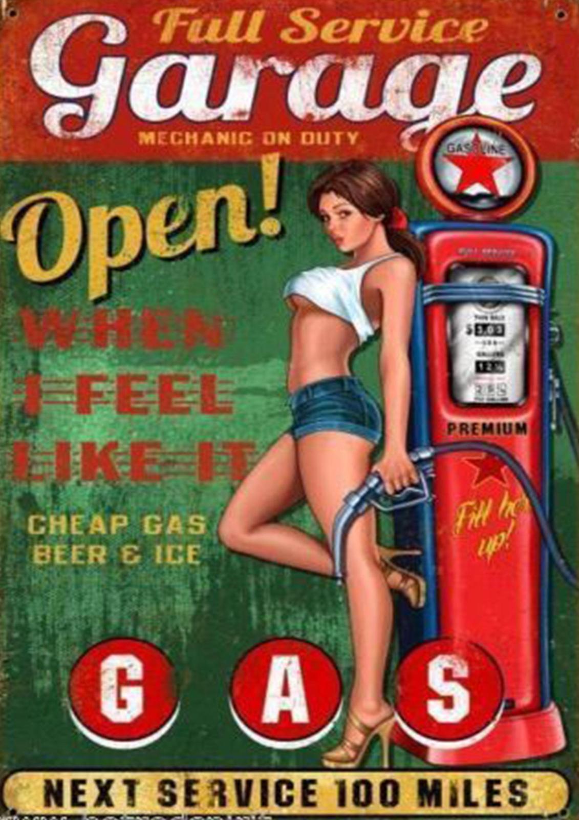 Retro Garage Pin-Up Gas Station Wall Art