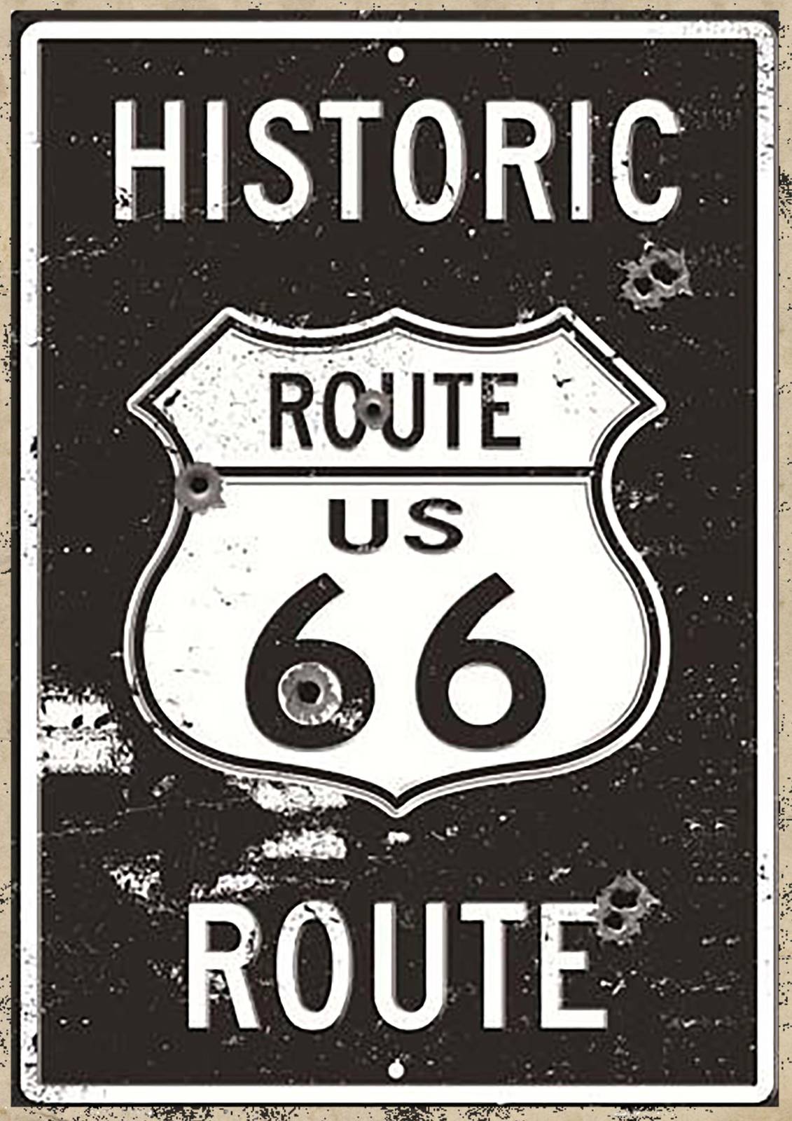 Retro Route 66 Bullet Hole Wall Art