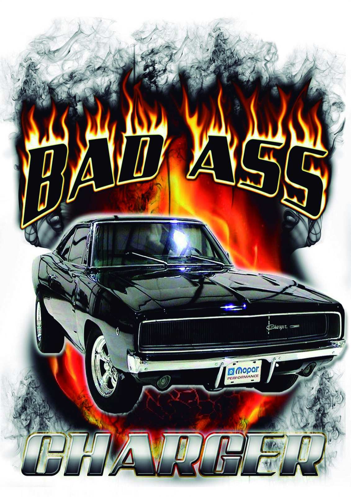 Badass Charger Flames Wall Art