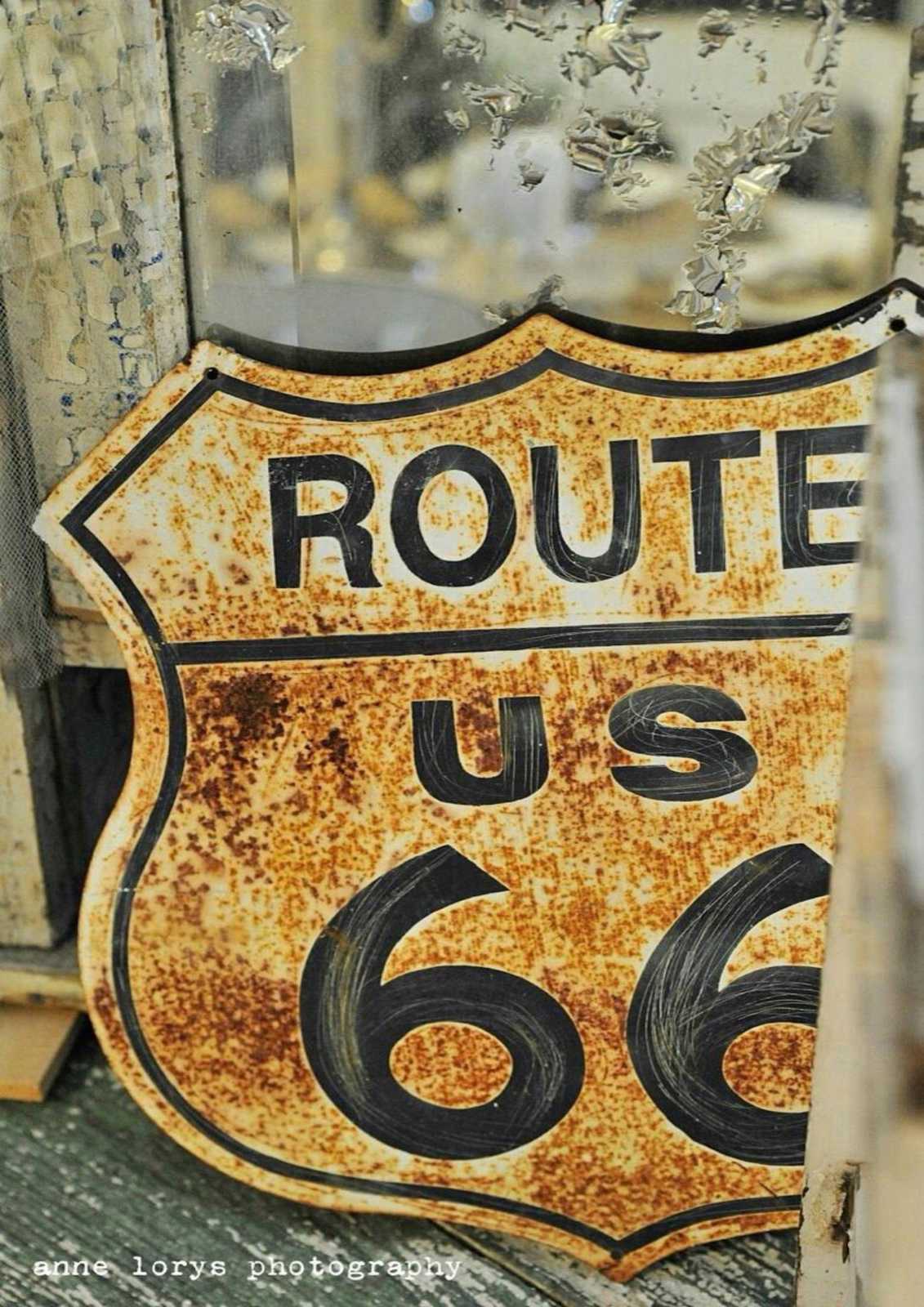 Rustic Route 66 Vintage Road Sign Wall Art