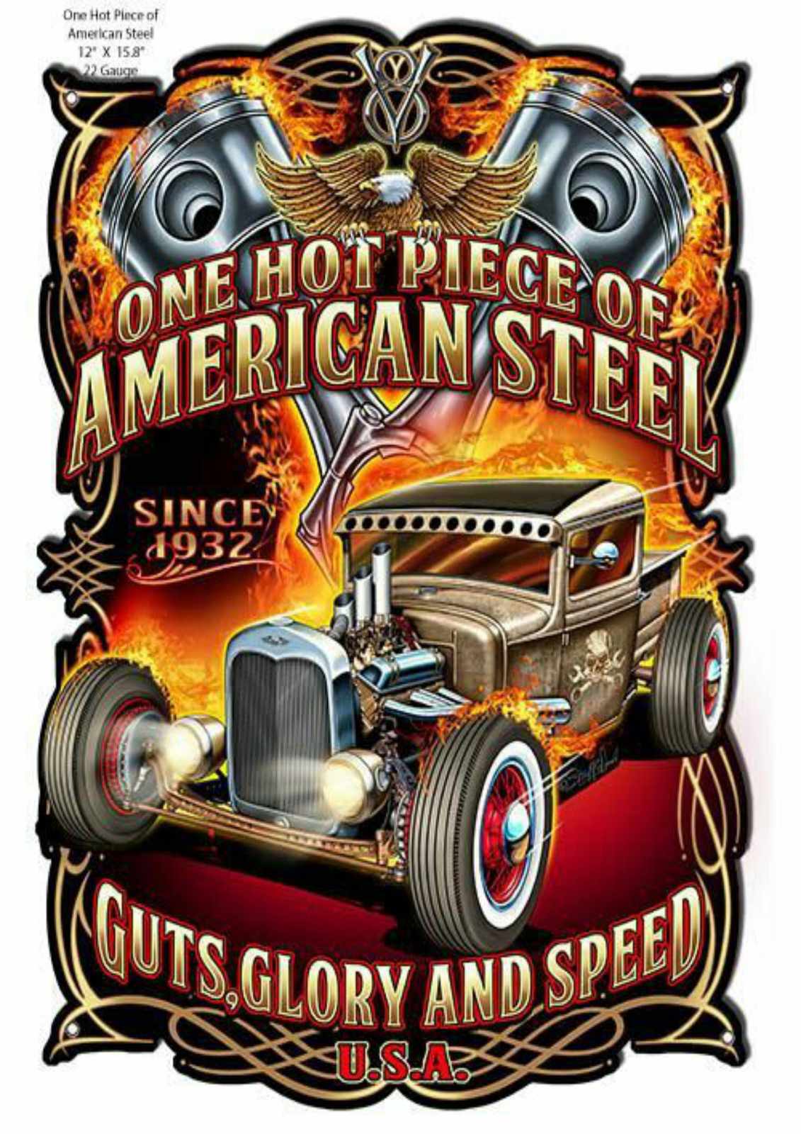 Vintage Hot Rod Flames Wall Art