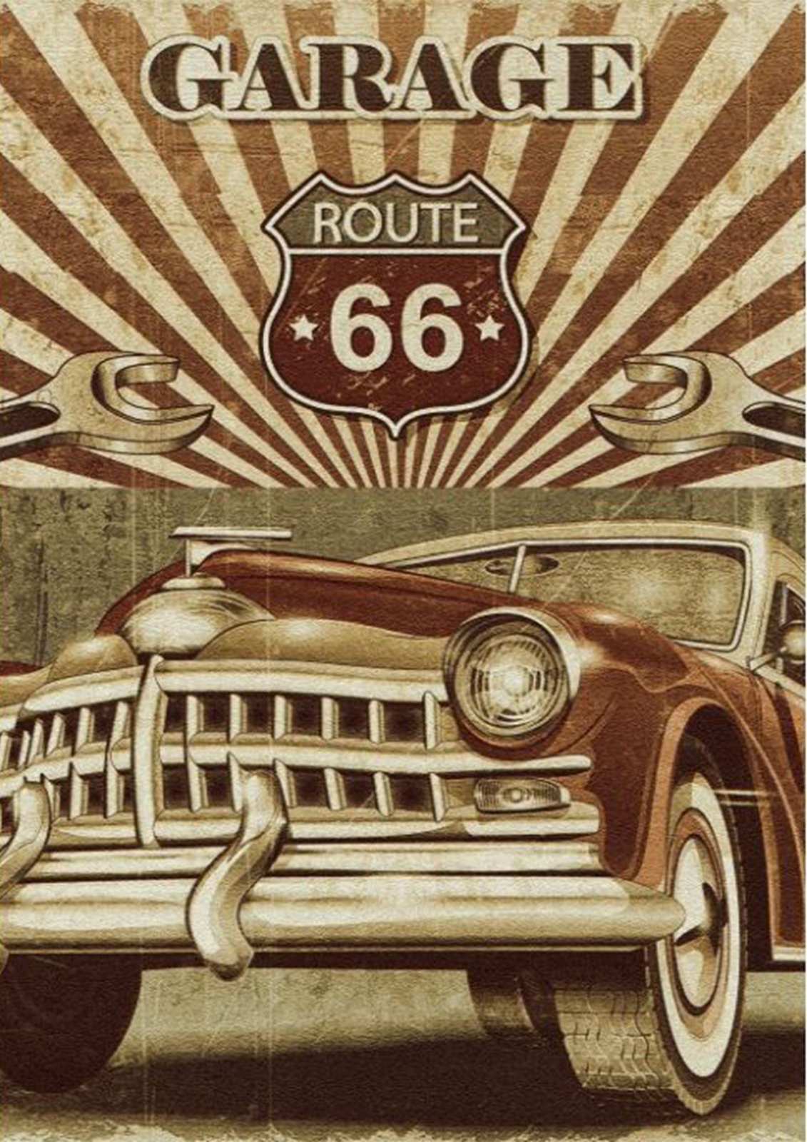 Vintage Route 66 Classic Car Wall Art
