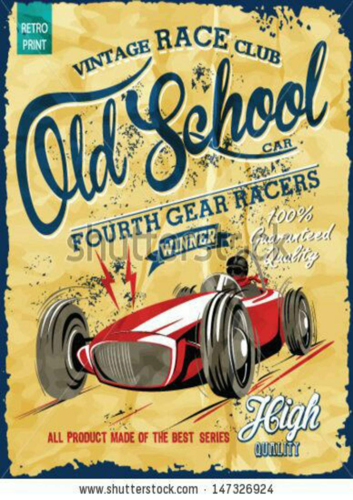 Retro Old School Race Car Wall Art