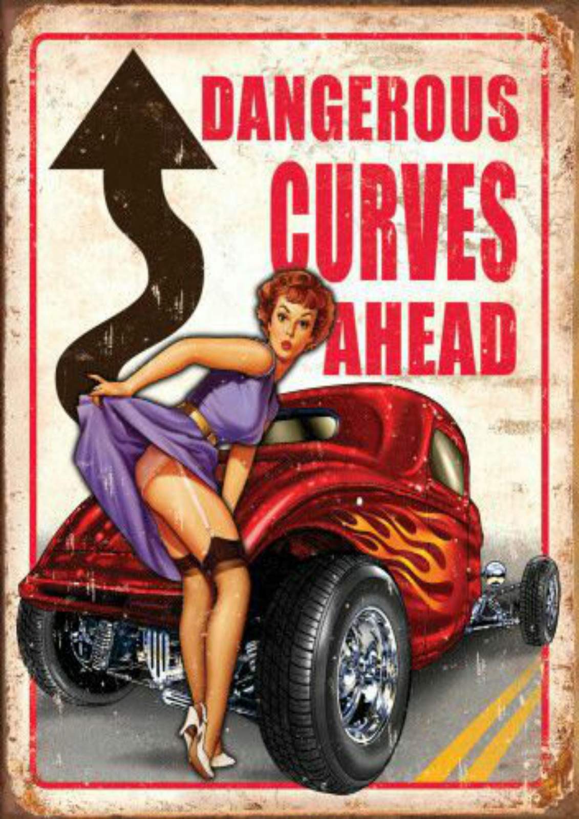 Vintage Pin-Up Hot Rod Wall Art