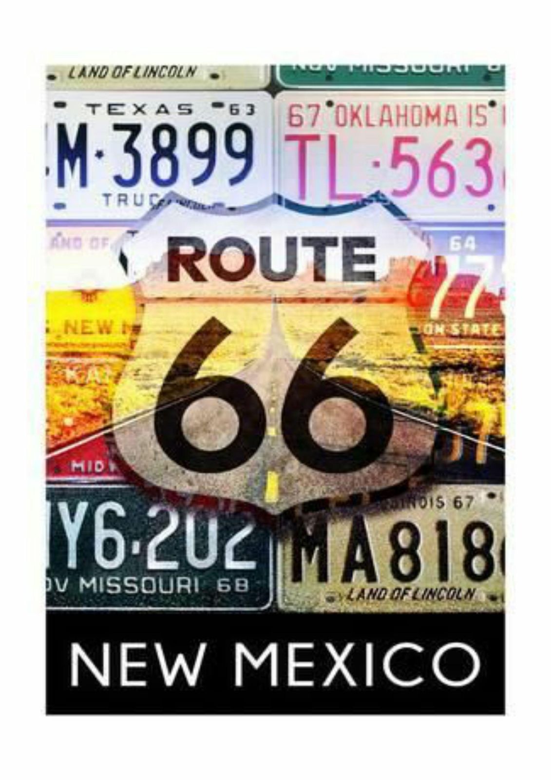 Route 66 Vintage License Plate Collage Wall Art