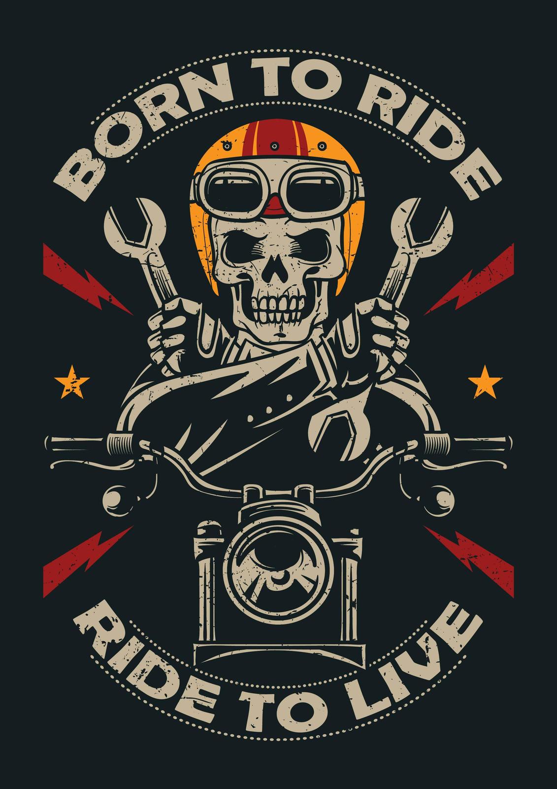 Born to Ride Skeleton Biker Wall Art