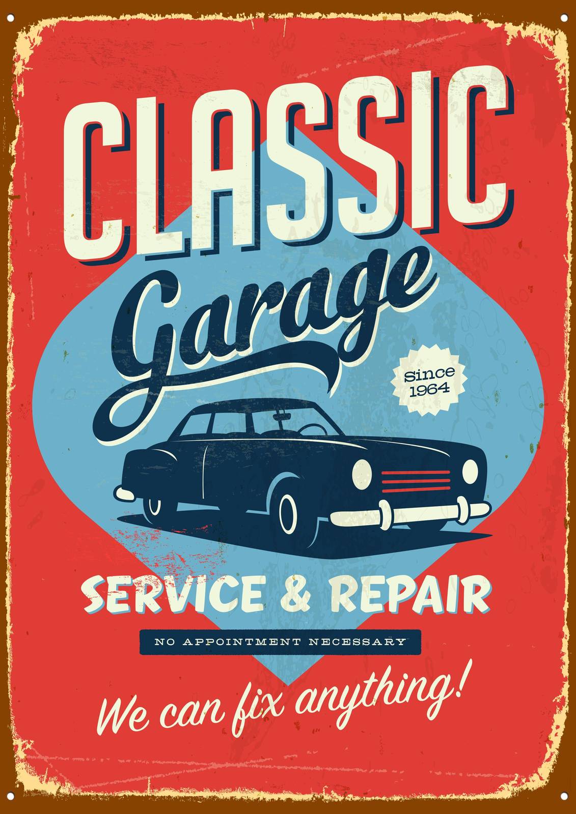 Classic Garage Vintage Car Wall Art