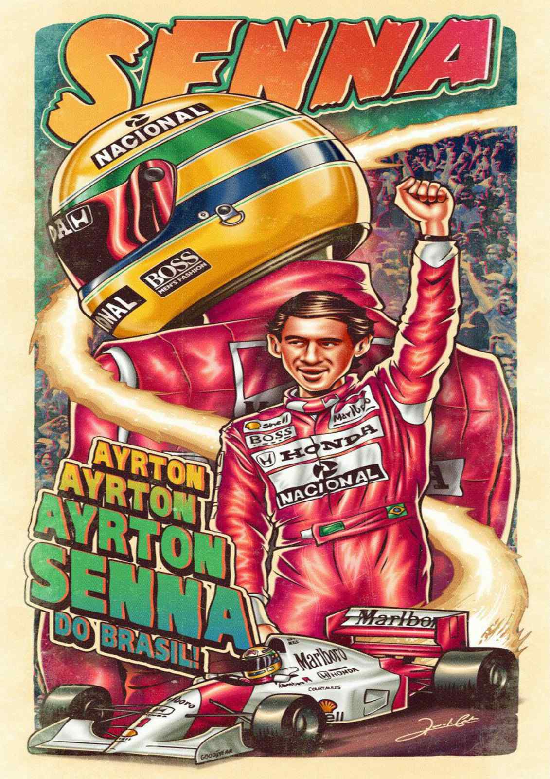 Ayrton Senna Vintage Racing Poster Wall Art