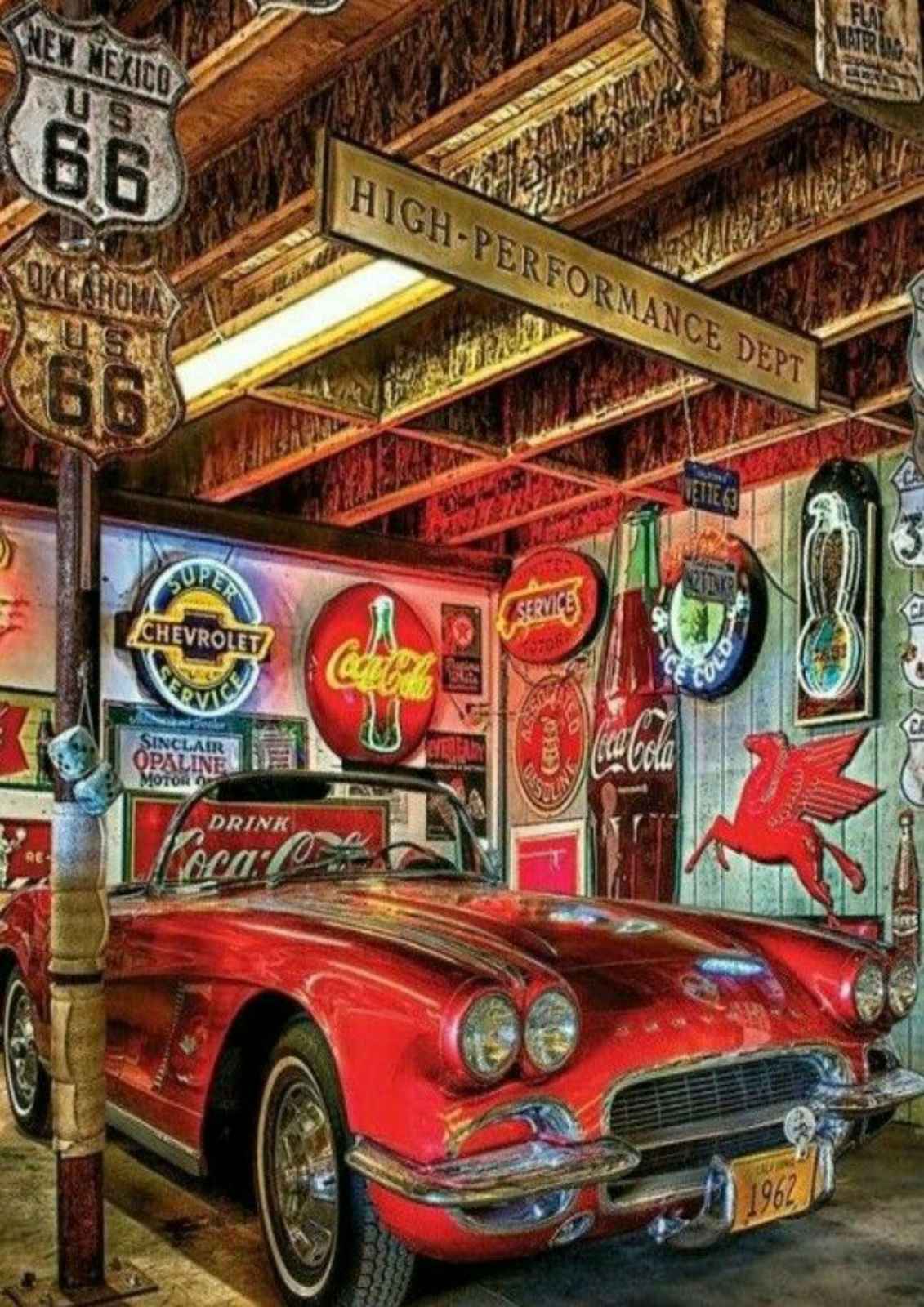 Vintage Americana Garage Scene Wall Art