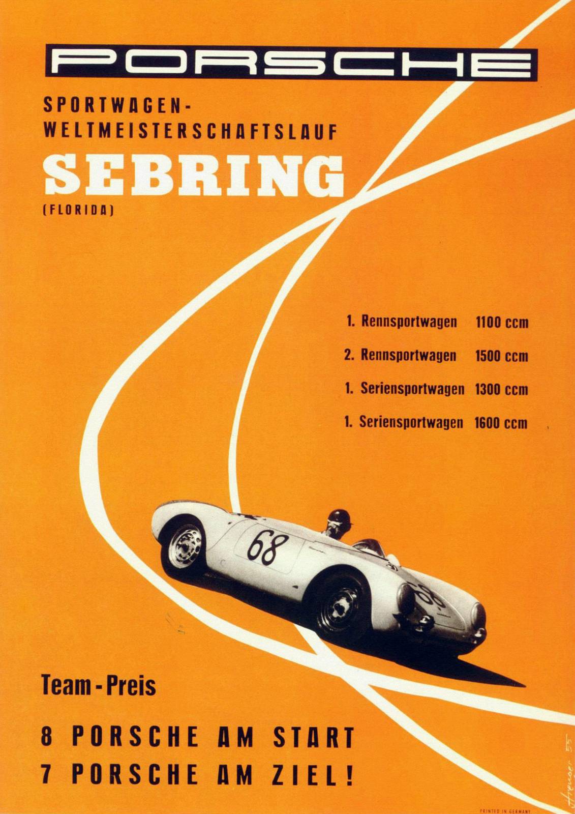 Vintage Porsche Sebring Race Wall Art