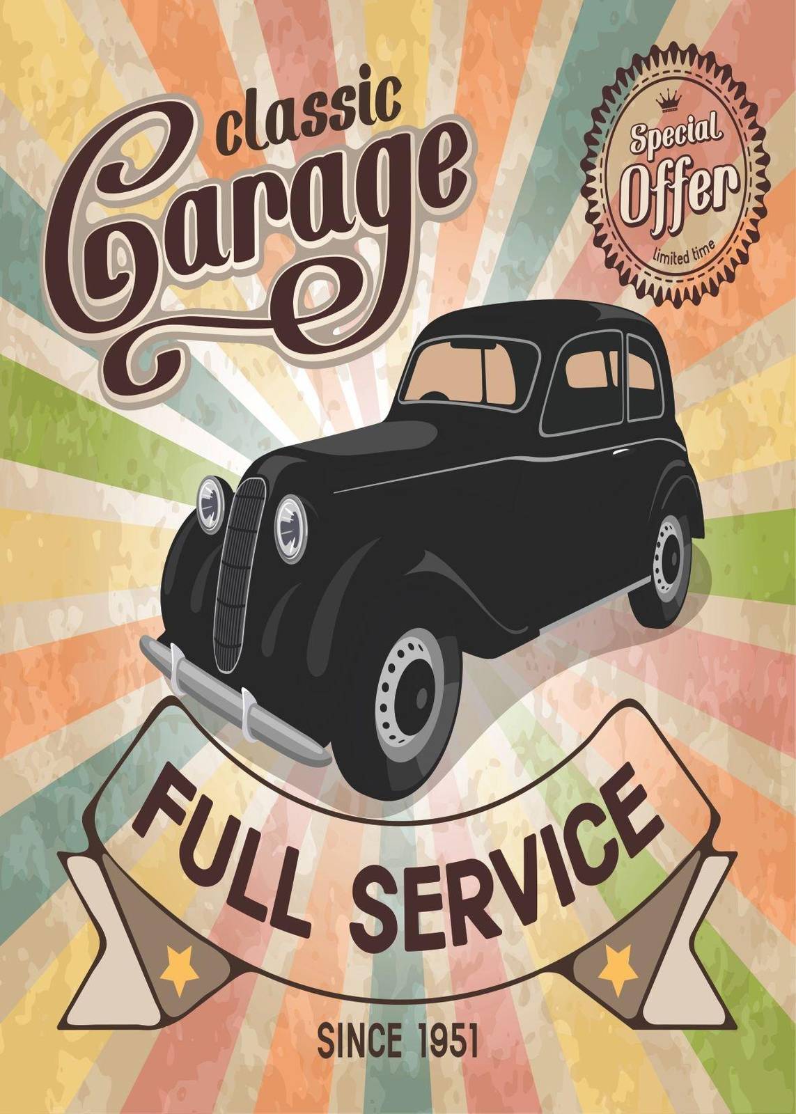 Vintage Classic Garage Full Service Wall Art
