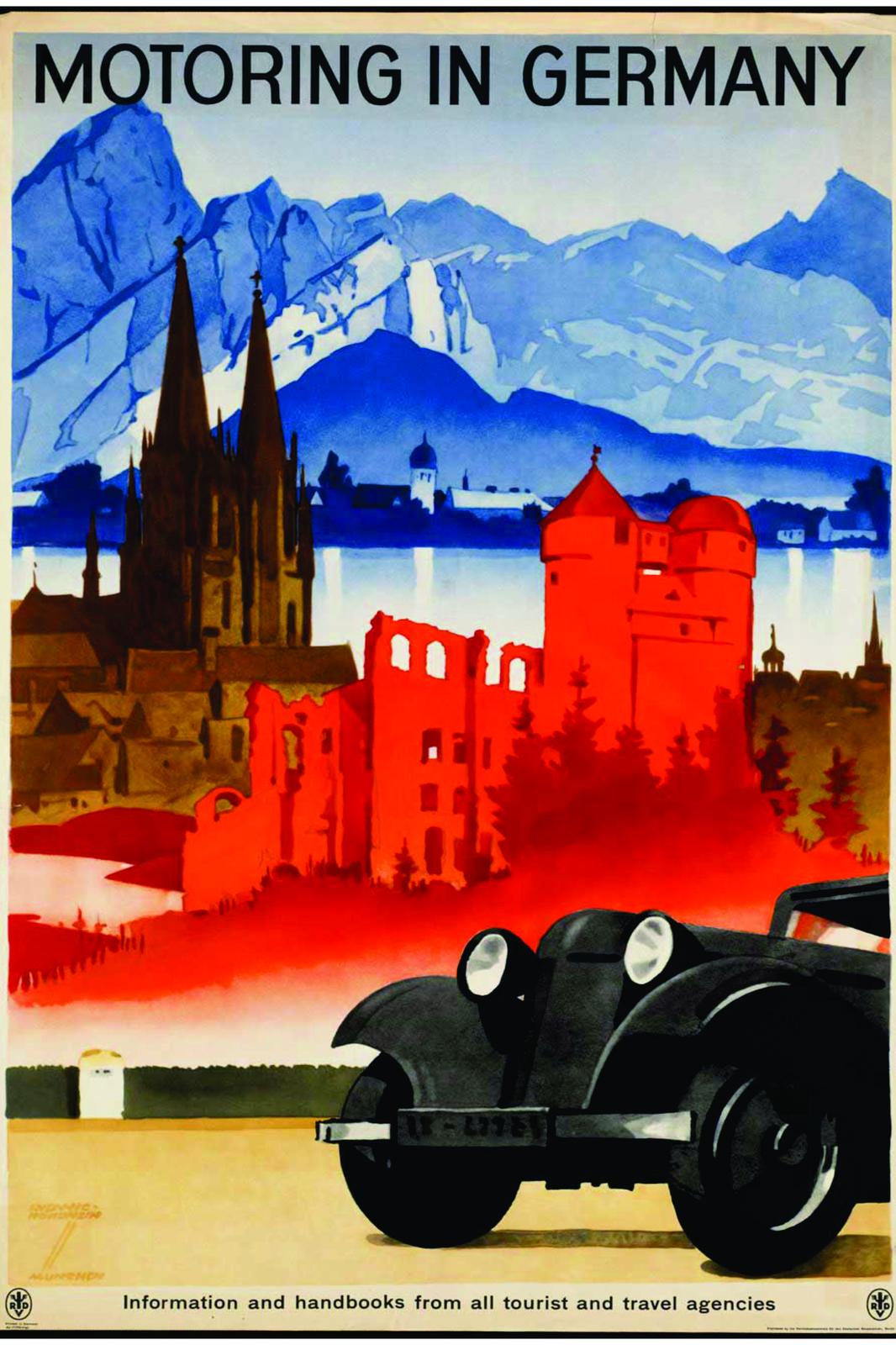 Vintage Motoring Germany Travel Art Wall Art