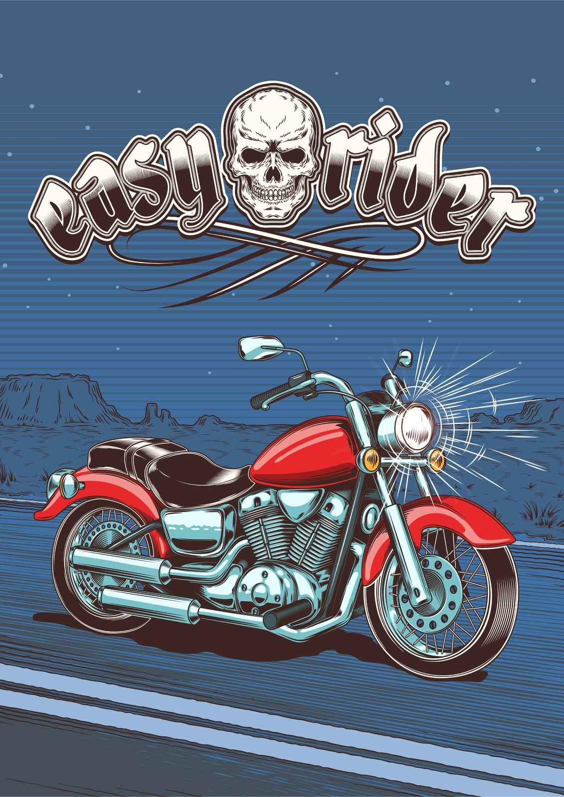 Vintage Motorcycle Skull Rider Wall Art