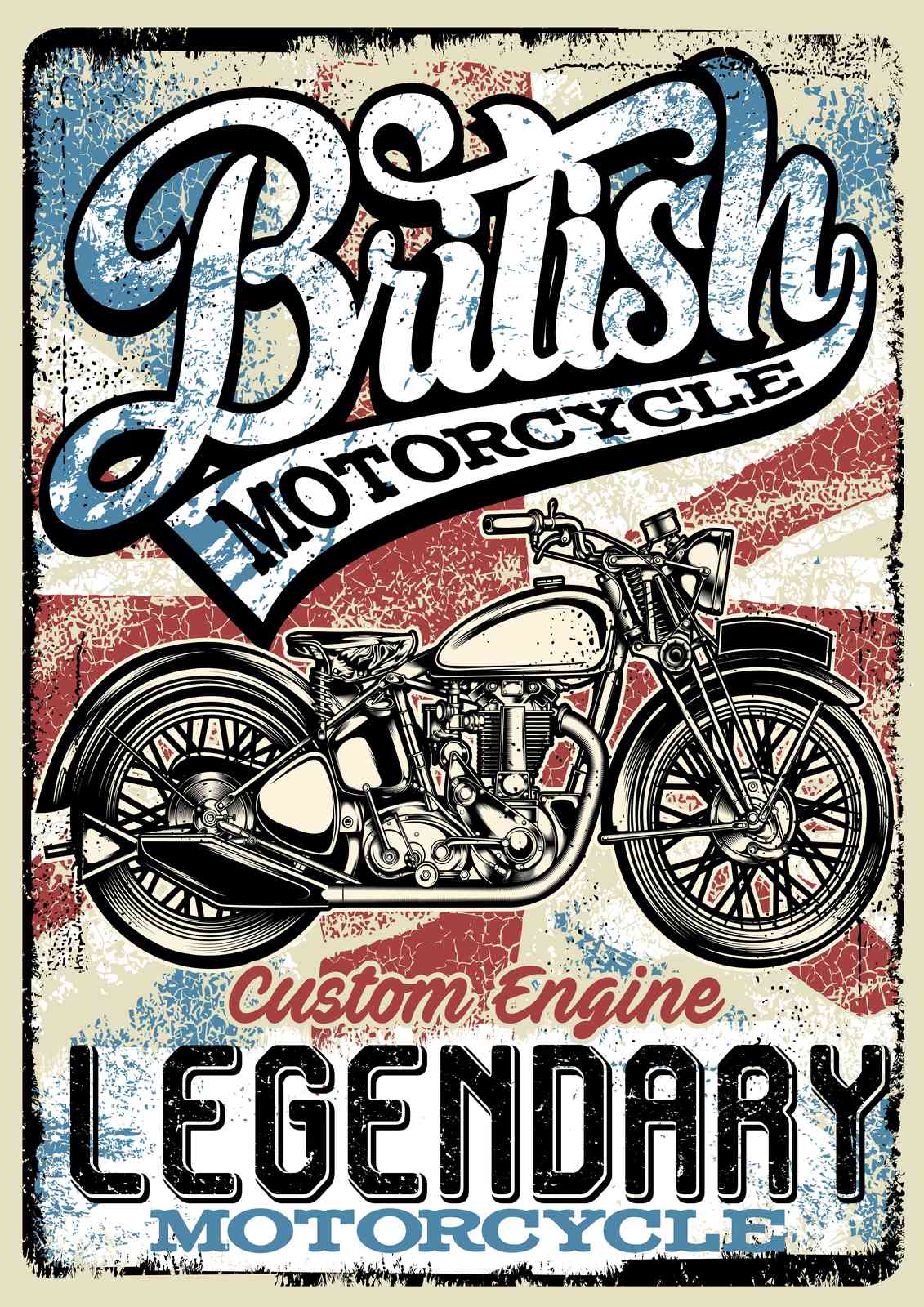 Vintage British Motorcycle Art Wall Art