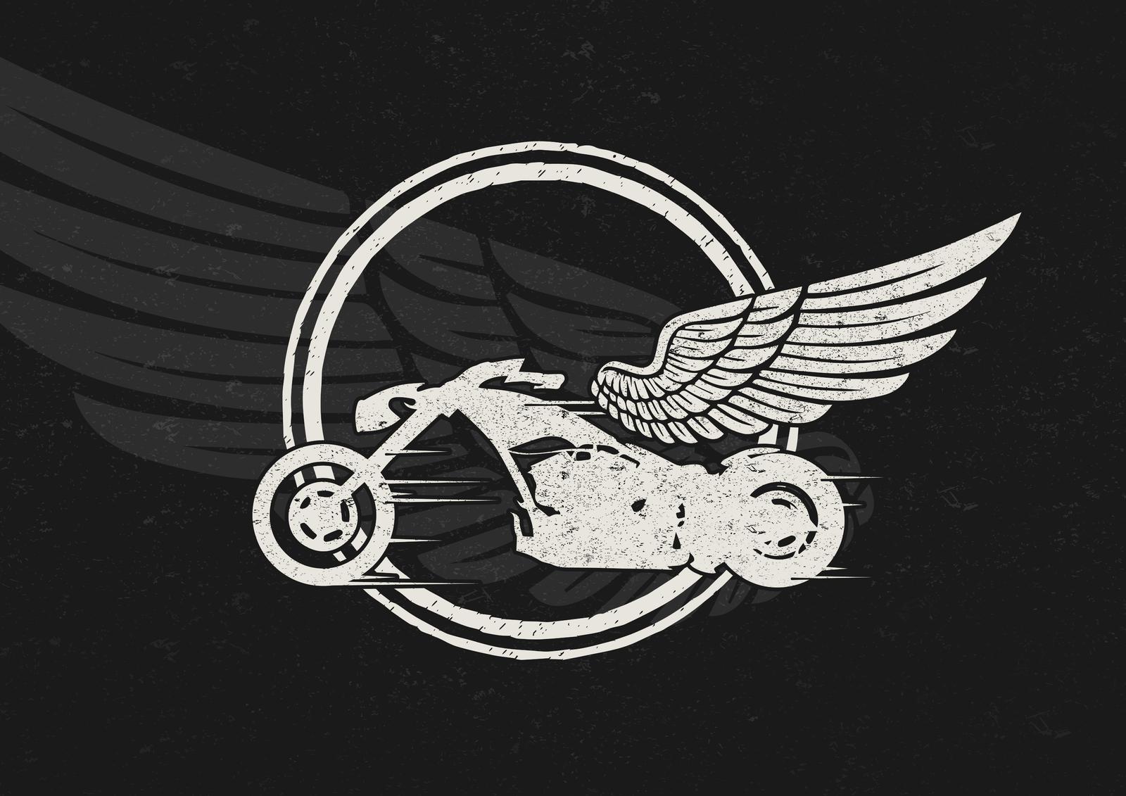 Winged Motorcycle Emblem Wall Art