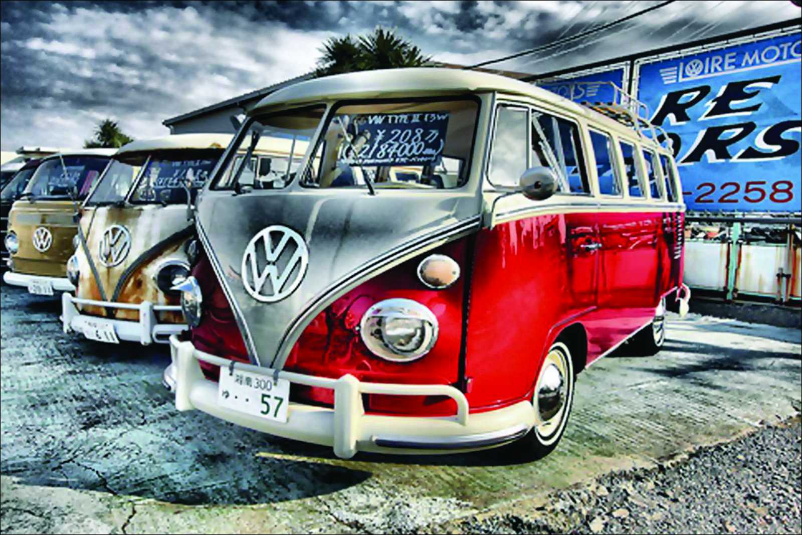 Retro VW Bus Art: Red & Silver Wall Art