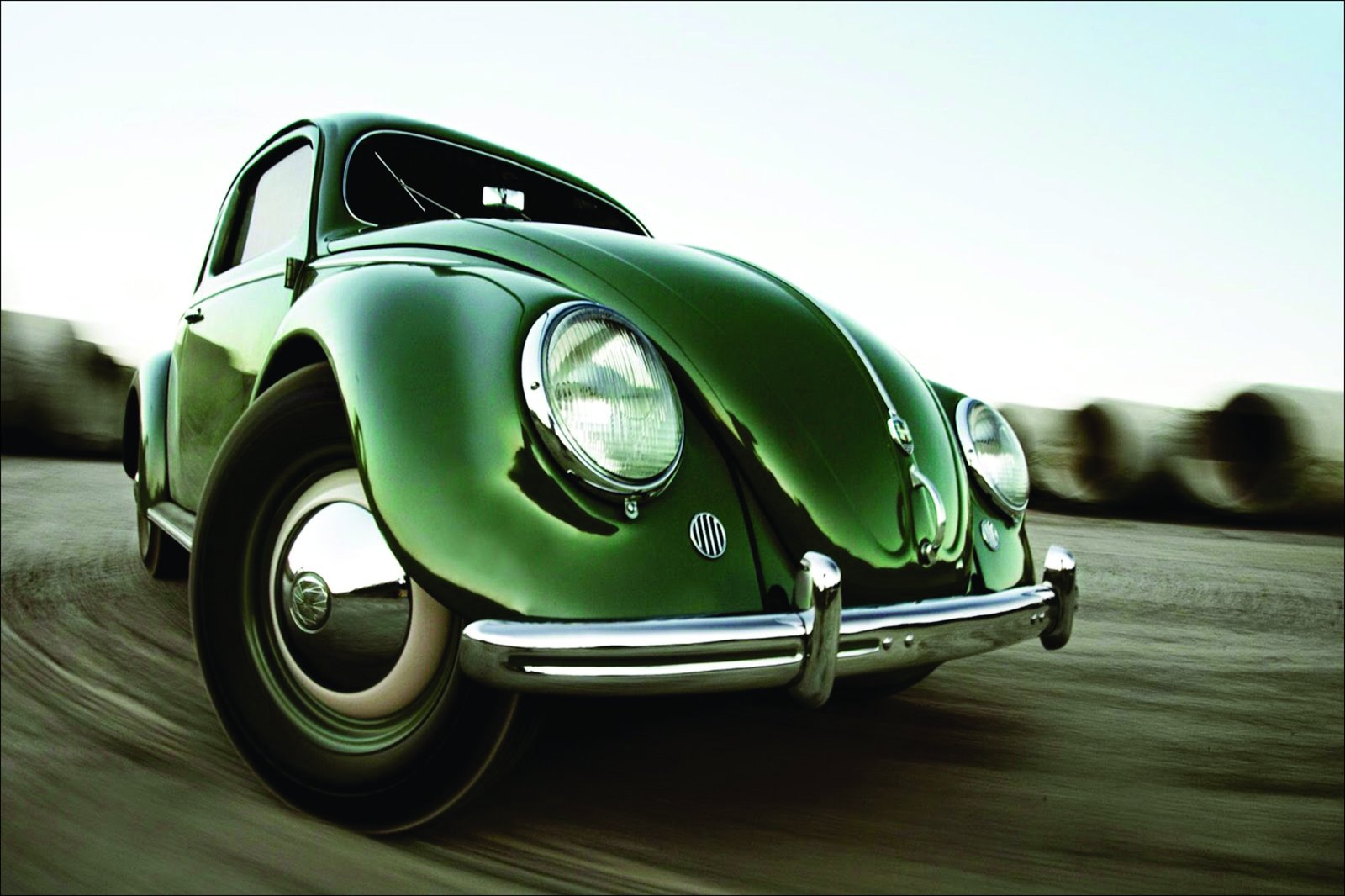 Classic Green VW Beetle Road Trip Wall Art