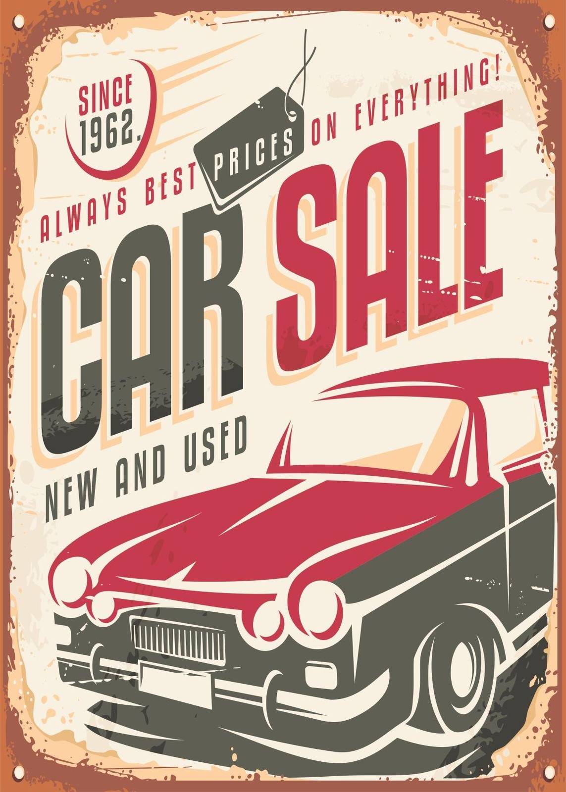Vintage Car Sale Retro Wall Art Wall Art