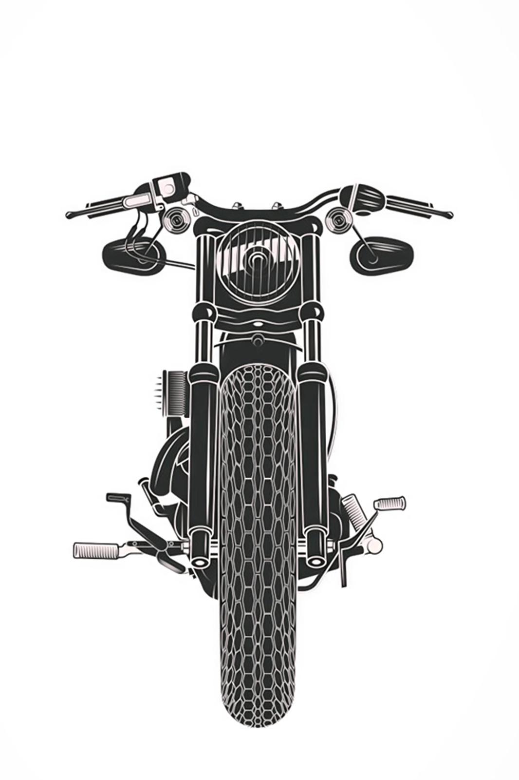 Vintage Motorcycle Front View Wall Art