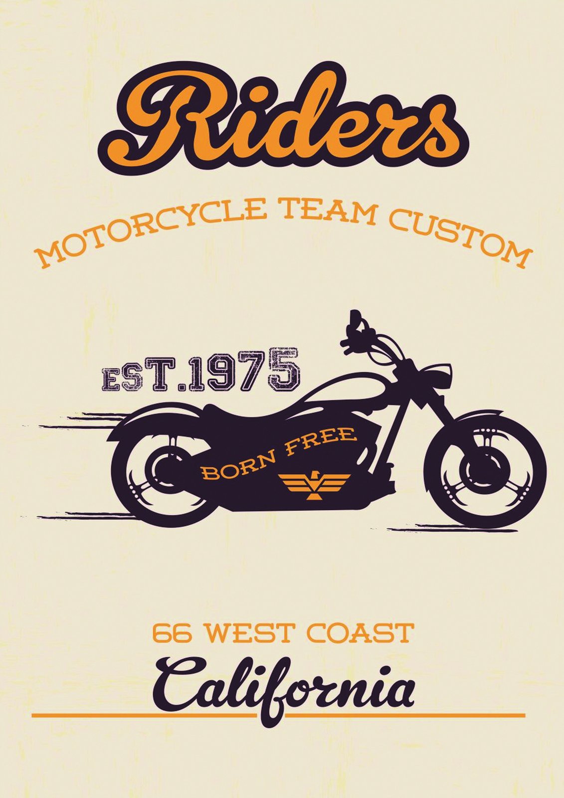 Vintage Riders Motorcycle Born Free Wall Art