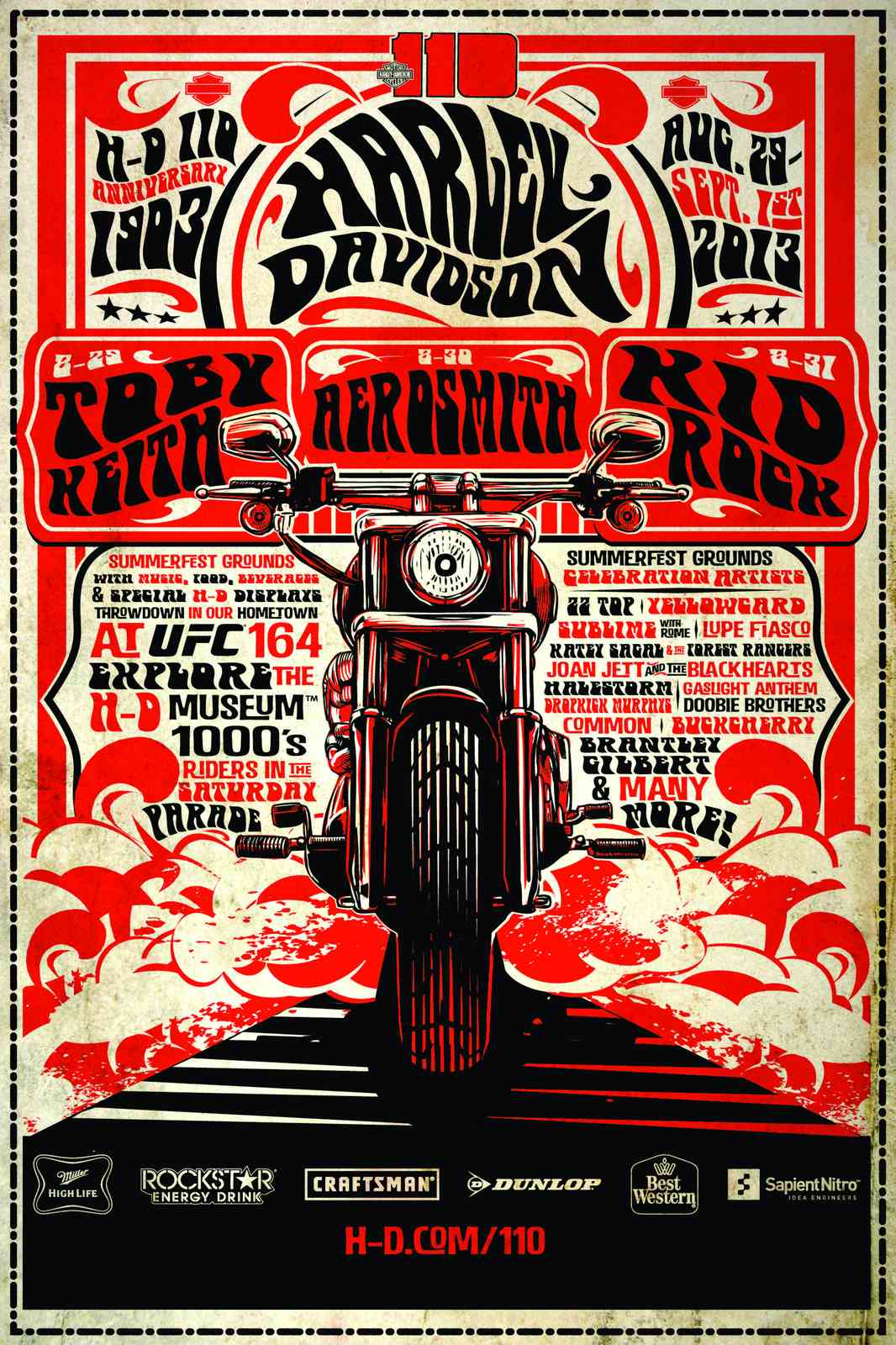 Harley Davidson Vintage Motorcycle Anniversary Wall Art