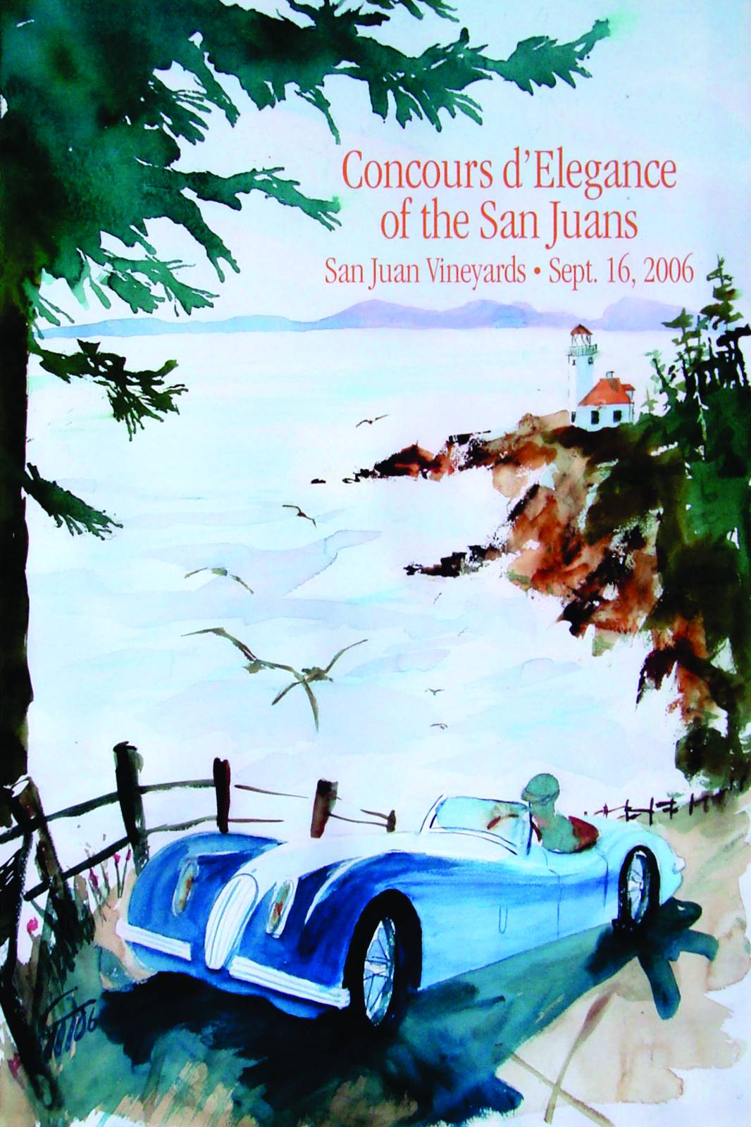 Vintage Car Coastal Scene Wall Art