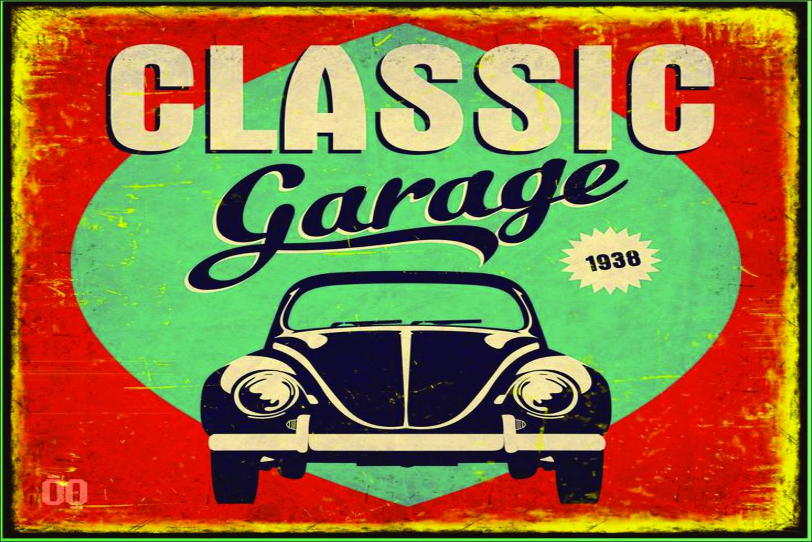 Vintage Classic Beetle Garage Wall Art