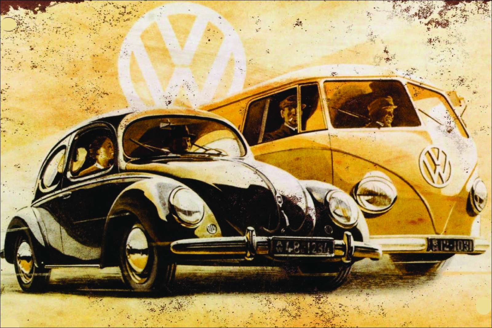 Vintage VW Beetle & Bus Wall Art