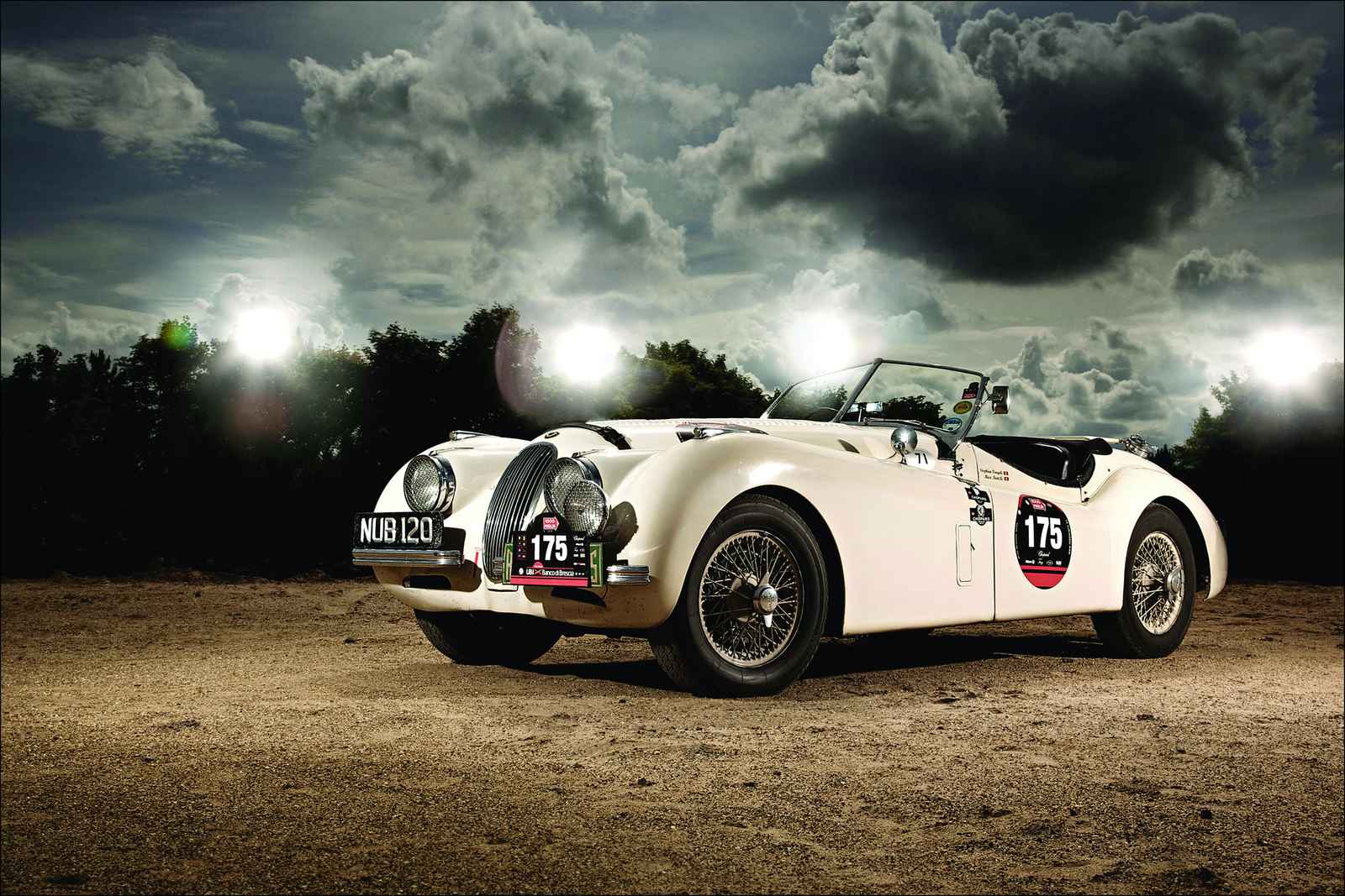 Vintage White Classic Car Art Wall Art
