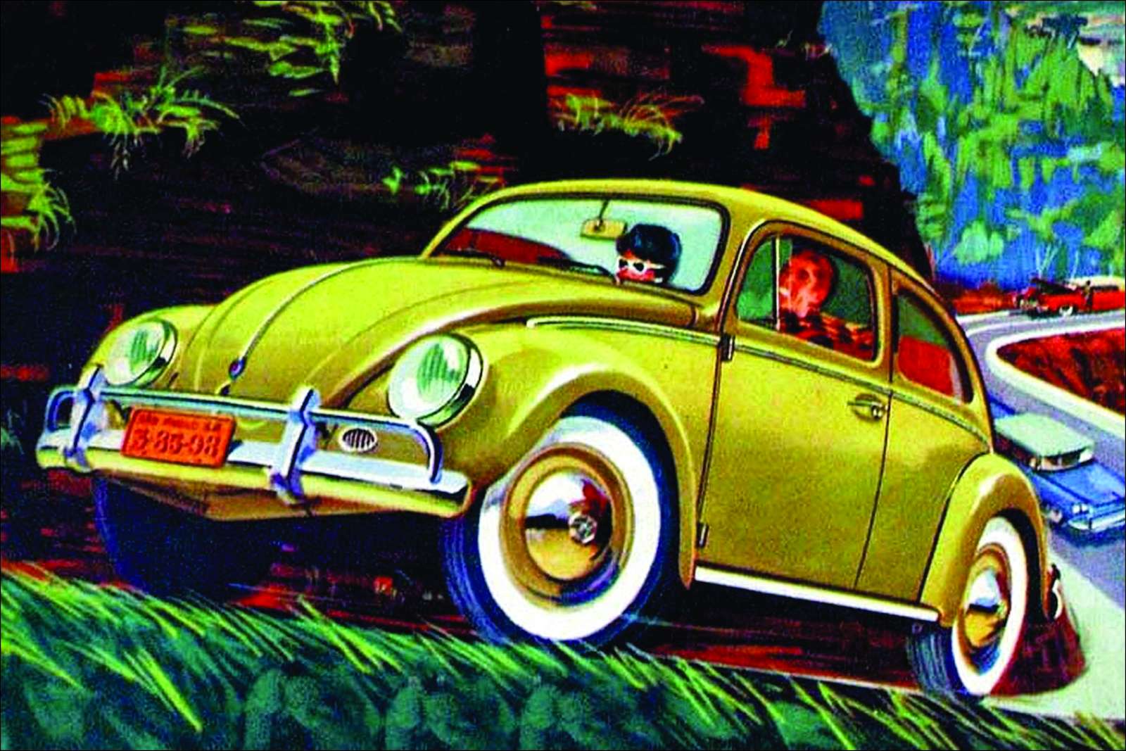 Vintage VW Beetle Road Trip Wall Art