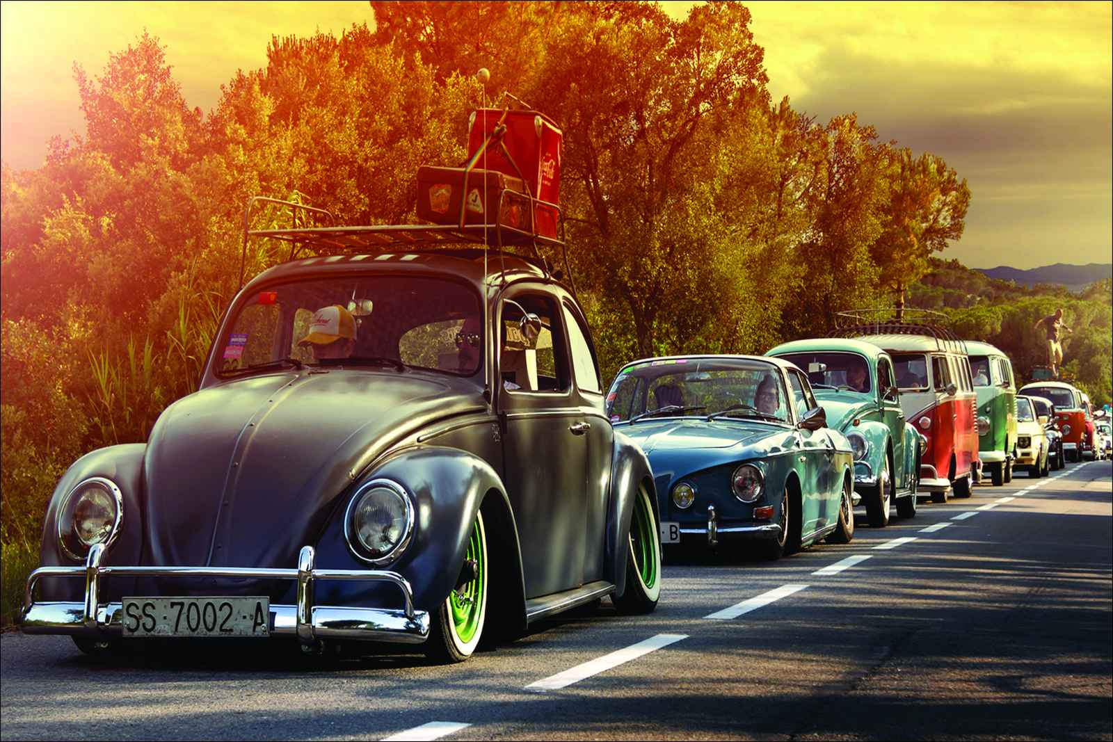Vintage VW Beetle Road Trip Wall Art