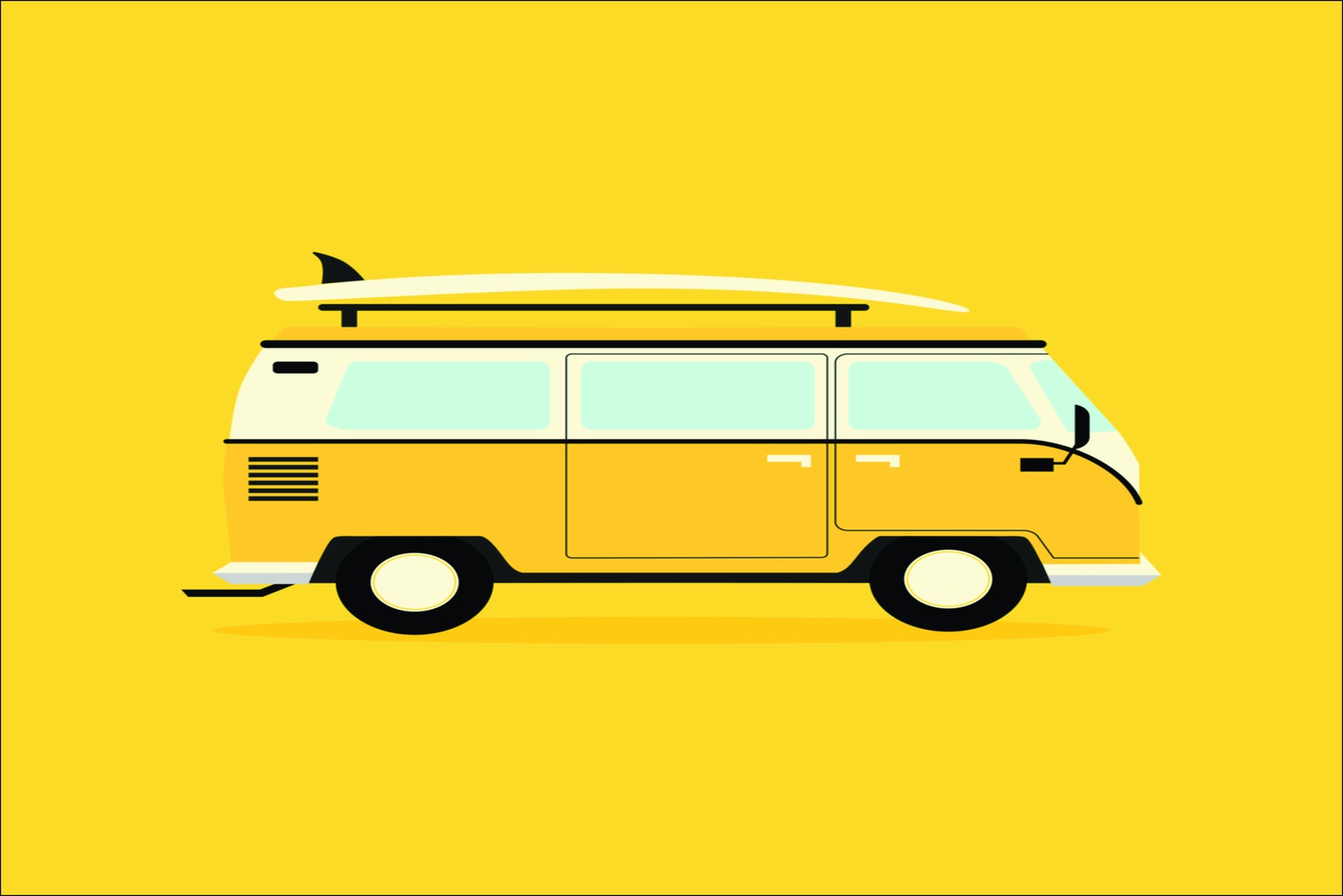 Retro Surf Van Yellow Wall Art