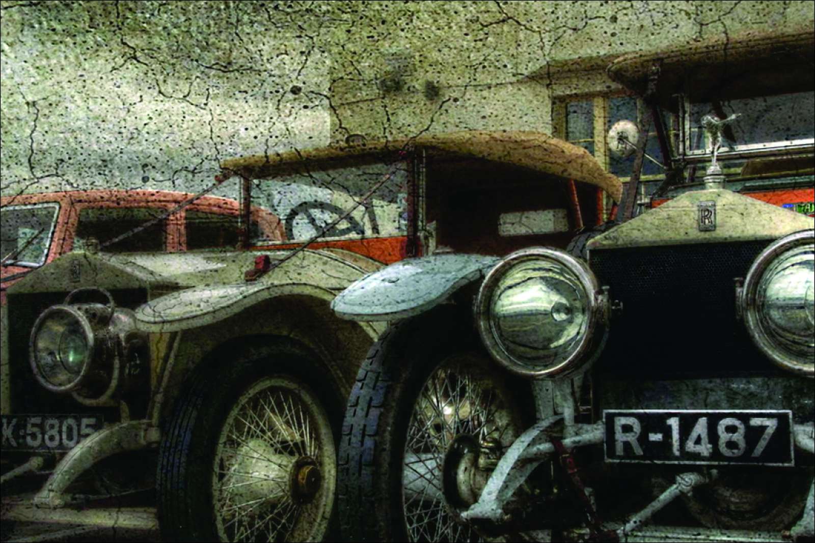 Vintage Rolls Royce Duo Textured Wall Art