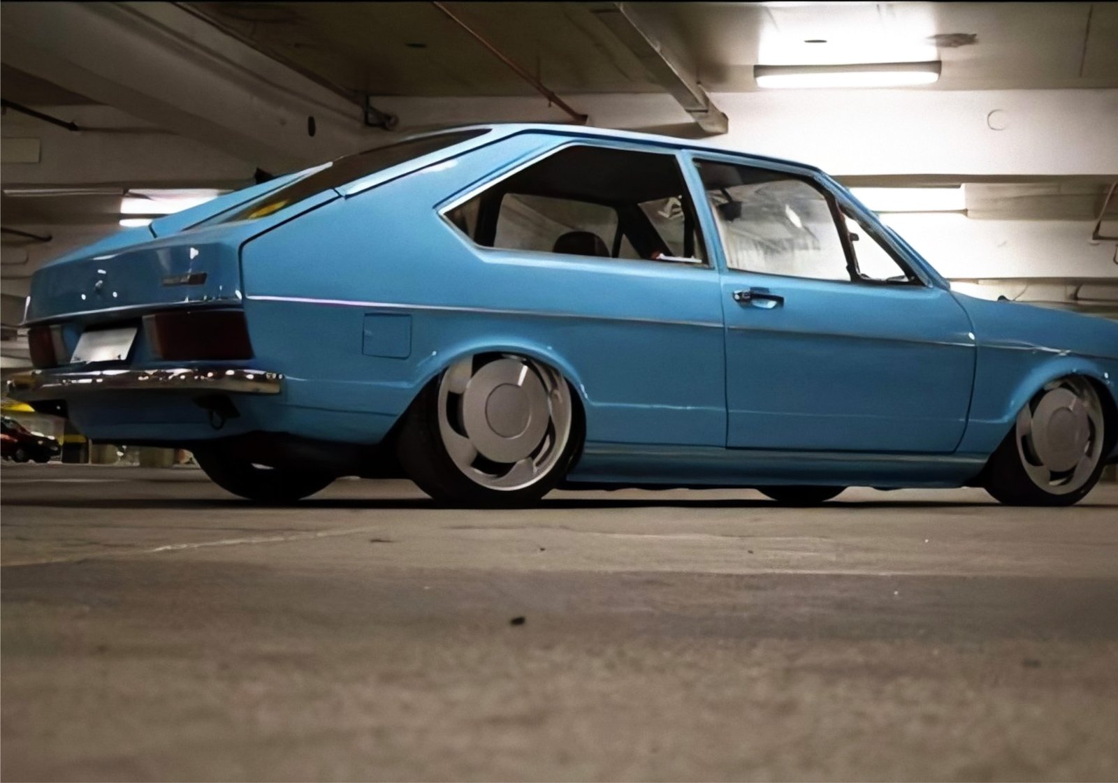 Vintage Blue Sedan Custom Wheels Wall Art