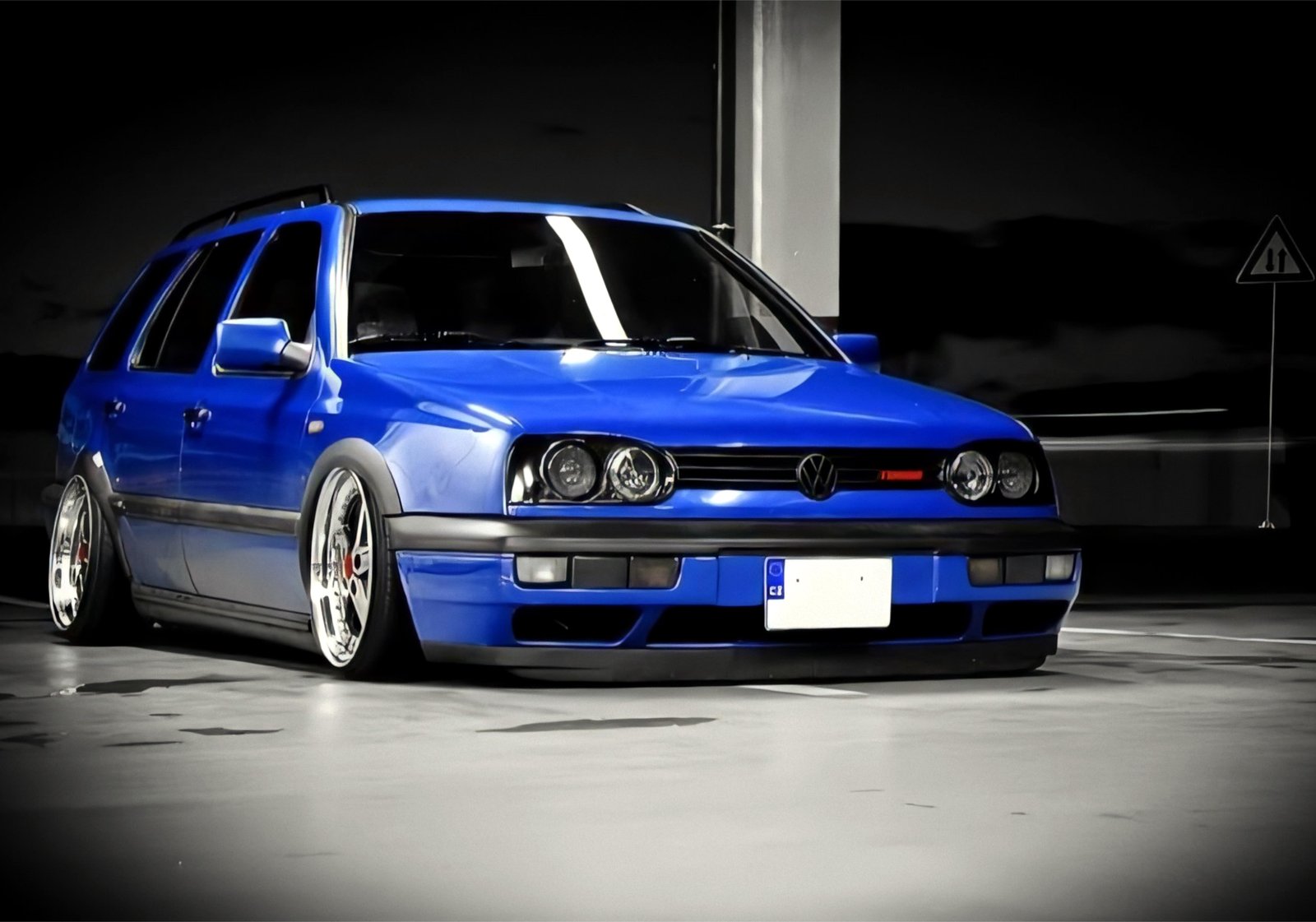 Vibrant Blue VW Golf Wagon Stance Wall Art