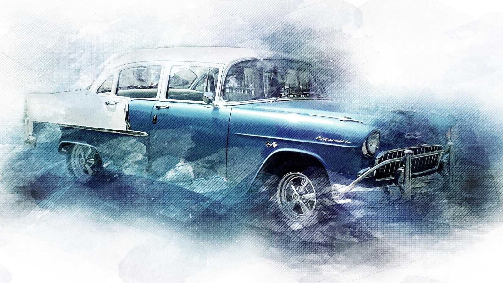 Vintage Blue Chevy Wall Art