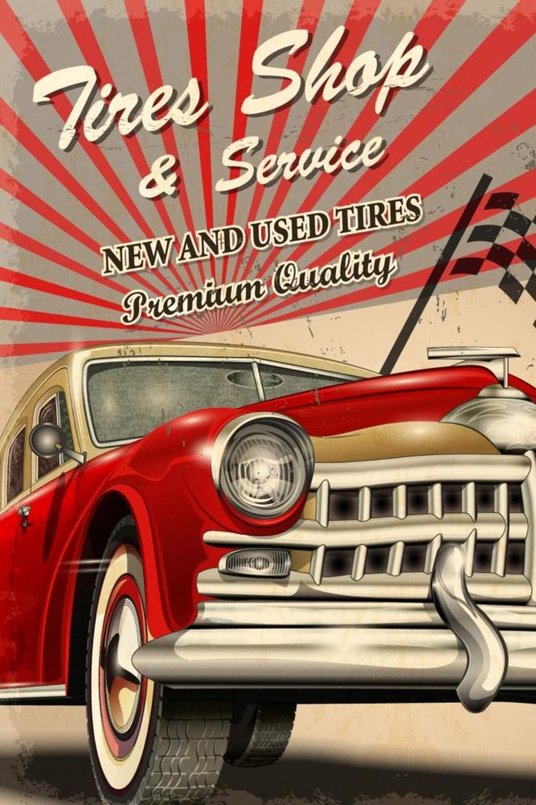 Retro Tires Shop & Service Wall Art