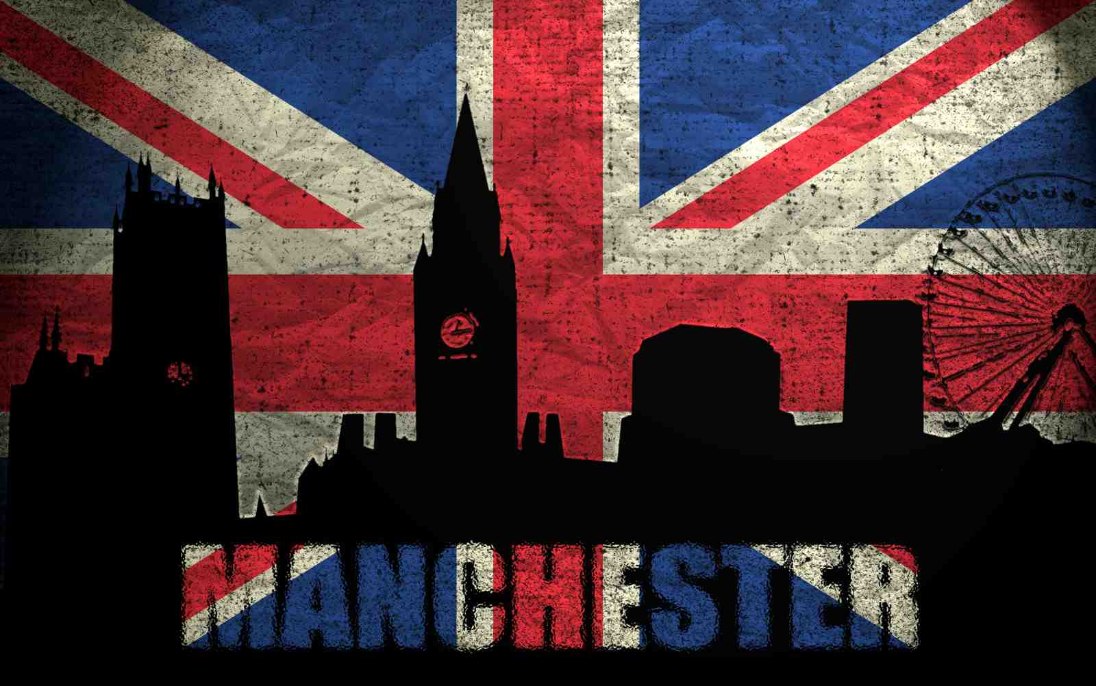 Manchester Skyline Union Jack Wall Art